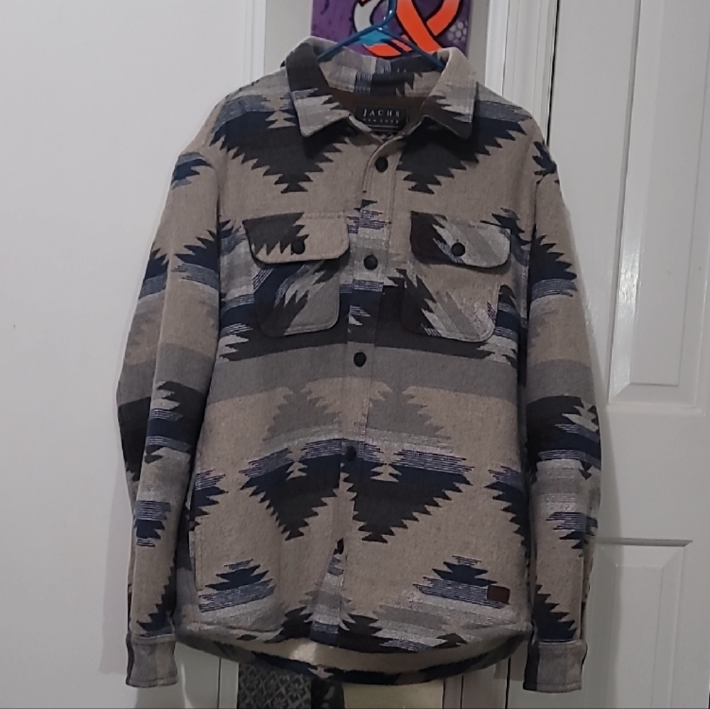 Men's Geometric Pattern Shirt Jacket